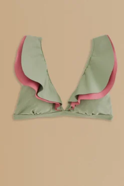 FARM Rio GREEN RUFFLE BIKINI TOP