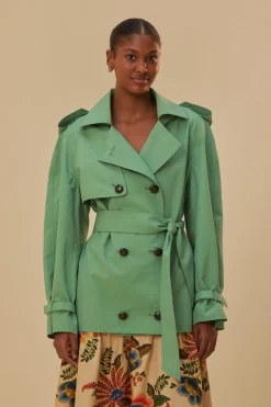 FARM Rio GREEN SHORT TRENCH COAT