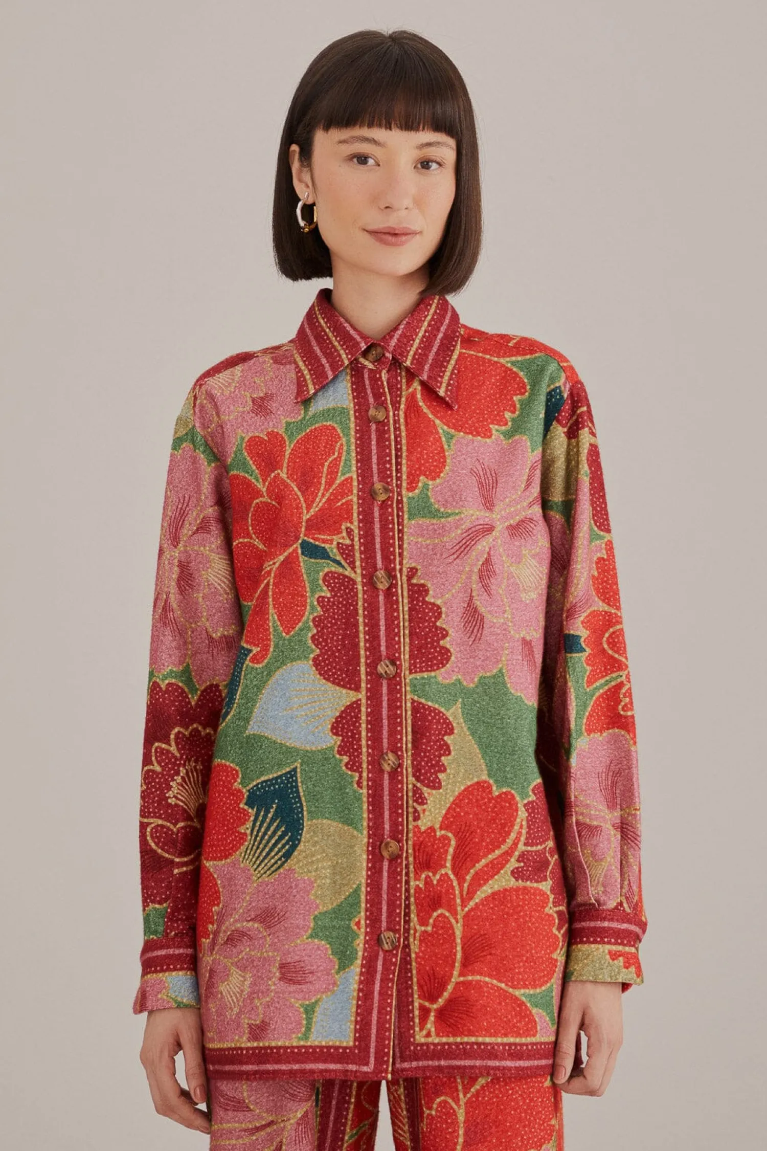 FARM Rio GREEN SOLAR CHITA LONG SLEEVE SHIRT