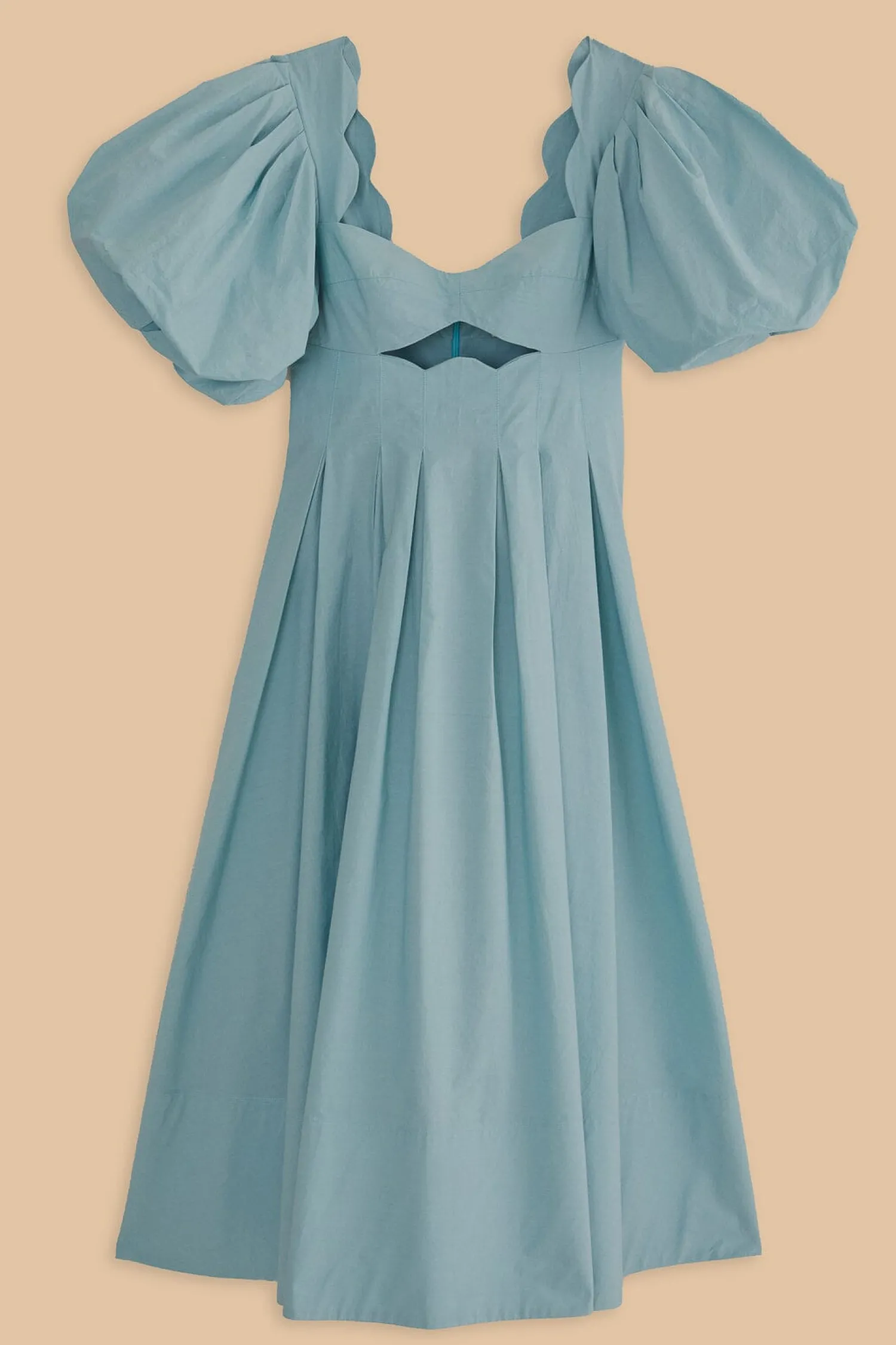 FARM Rio GREY BLUE CUT OUT MIDI DRESS