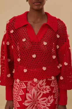 FARM Rio  HANDMADE HEARTS KNIT SWEATER