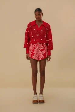 FARM Rio  HANDMADE HEARTS KNIT SWEATER