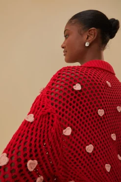 FARM Rio  HANDMADE HEARTS KNIT SWEATER