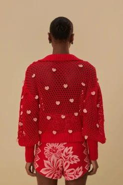 FARM Rio  HANDMADE HEARTS KNIT SWEATER