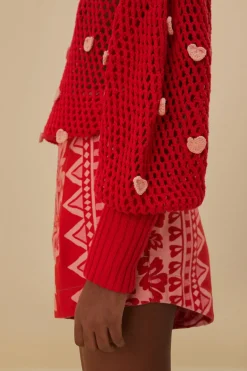FARM Rio  HANDMADE HEARTS KNIT SWEATER