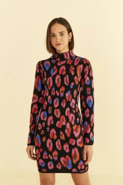 FARM Rio IRIDESCENT LEOPARDS KNIT MINI DRESS
