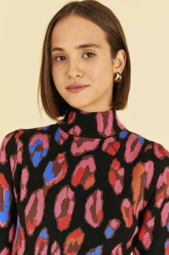 FARM Rio  IRIDESCENT LEOPARDS KNIT MINI DRESS