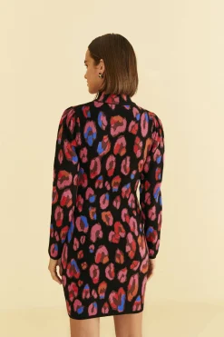 FARM Rio  IRIDESCENT LEOPARDS KNIT MINI DRESS