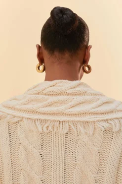 FARM Rio  KHAKI BRAIDED KNIT CARDIGAN