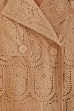 FARM Rio KHAKI PINEAPPLE COTTON EYELET TRENCH COAT