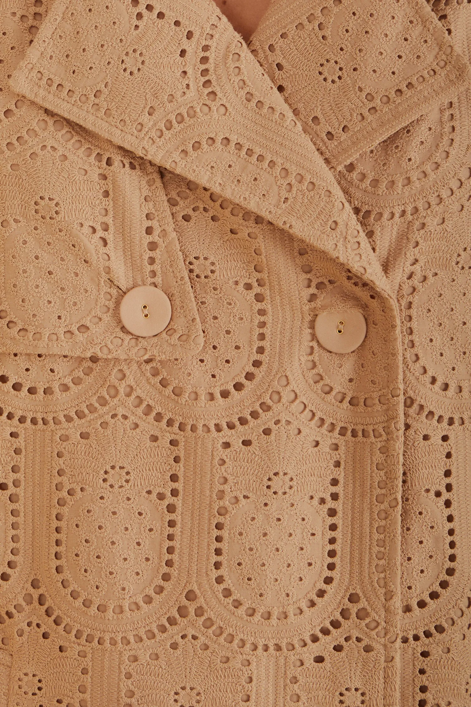 FARM Rio KHAKI PINEAPPLE COTTON EYELET TRENCH COAT