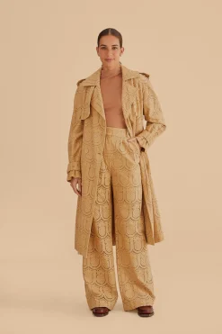 FARM Rio KHAKI PINEAPPLE EYELET PANTS