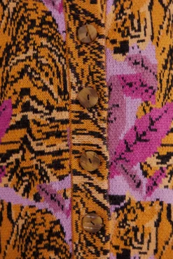 FARM Rio  LAVENDER TIGER LEAVES KNIT CARDIGAN