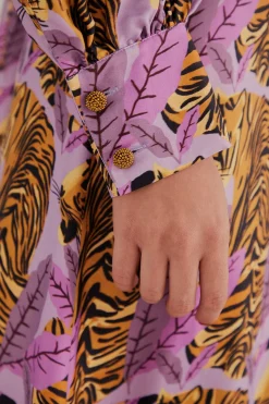 FARM Rio  LAVENDER TIGER LEAVES MIDI DRESS
