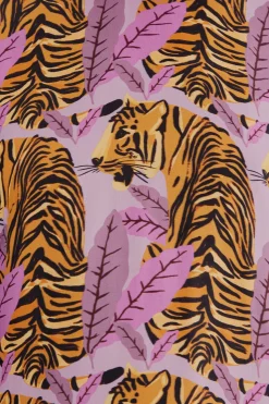 FARM Rio  LAVENDER TIGER LEAVES MIDI DRESS