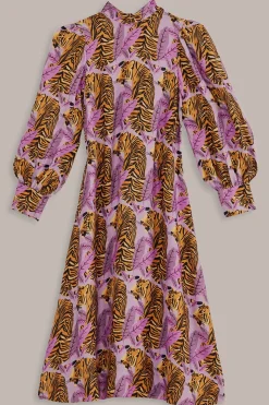 FARM Rio  LAVENDER TIGER LEAVES MIDI DRESS
