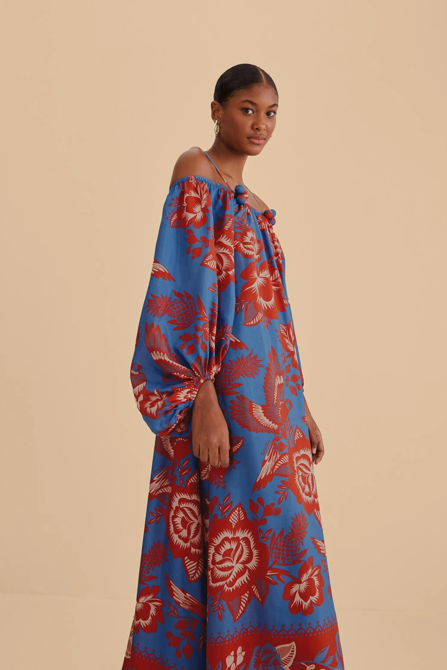FARM Rio LIGHT BLUE LACE GARDEN MAXI DRESS