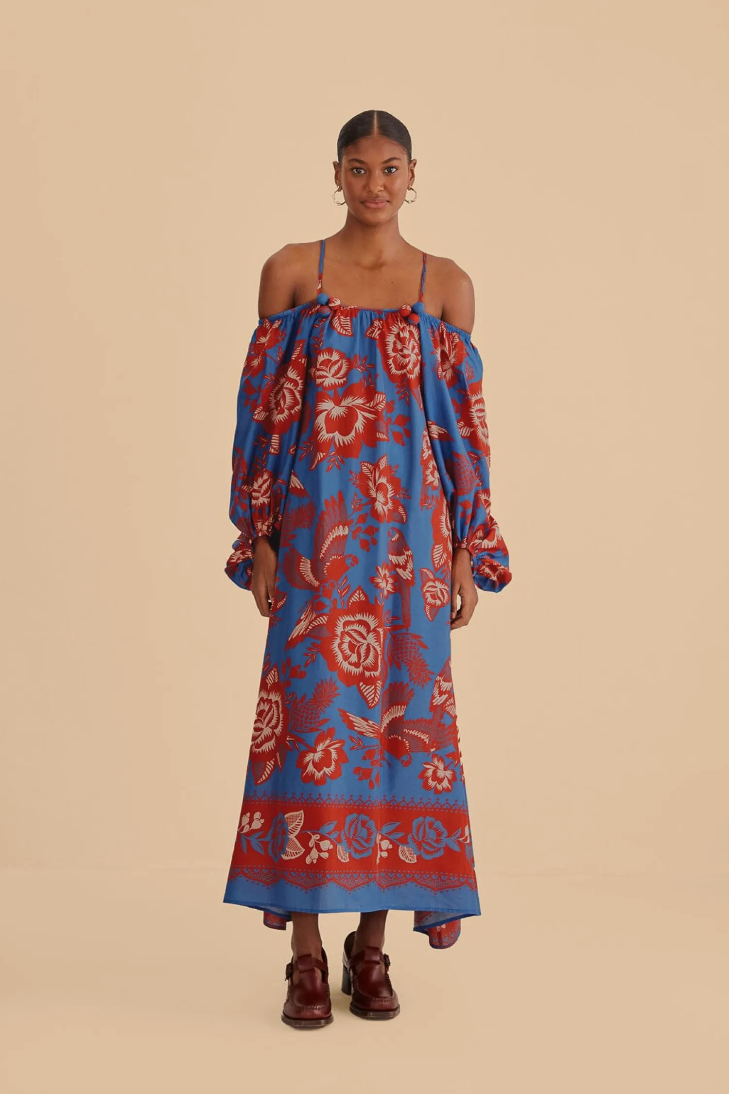 FARM Rio LIGHT BLUE LACE GARDEN MAXI DRESS