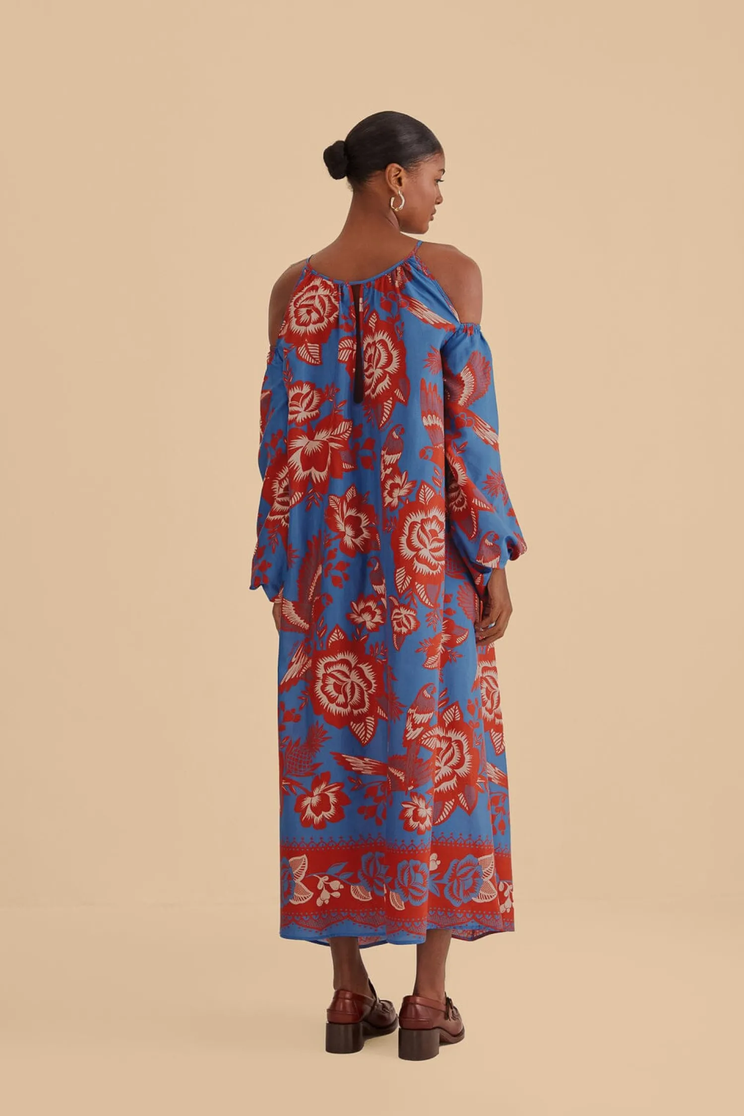 FARM Rio LIGHT BLUE LACE GARDEN MAXI DRESS