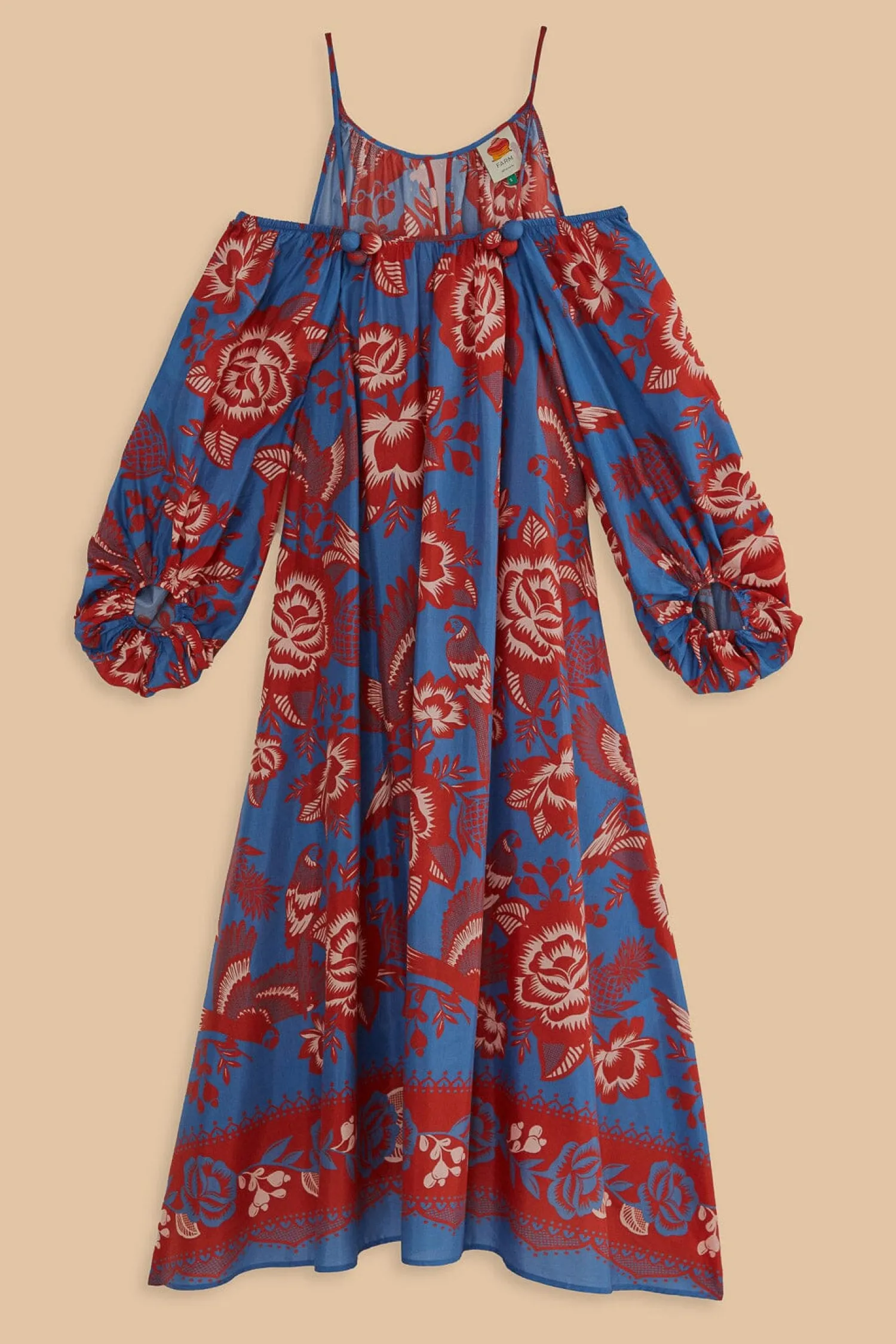FARM Rio LIGHT BLUE LACE GARDEN MAXI DRESS