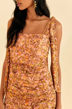 FARM Rio  LIGHT PINK STAR FRUIT MIDI DRESS