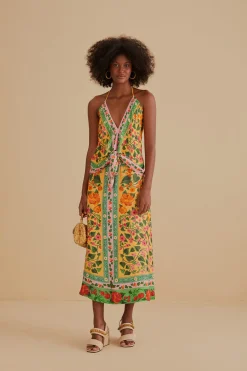 FARM Rio  LIGHT YELLOW HEART IVY MIDI SKIRT