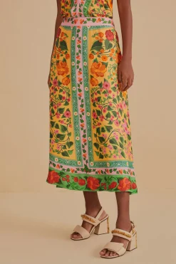 FARM Rio  LIGHT YELLOW HEART IVY MIDI SKIRT