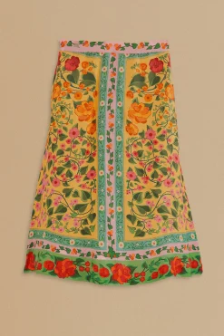 FARM Rio  LIGHT YELLOW HEART IVY MIDI SKIRT