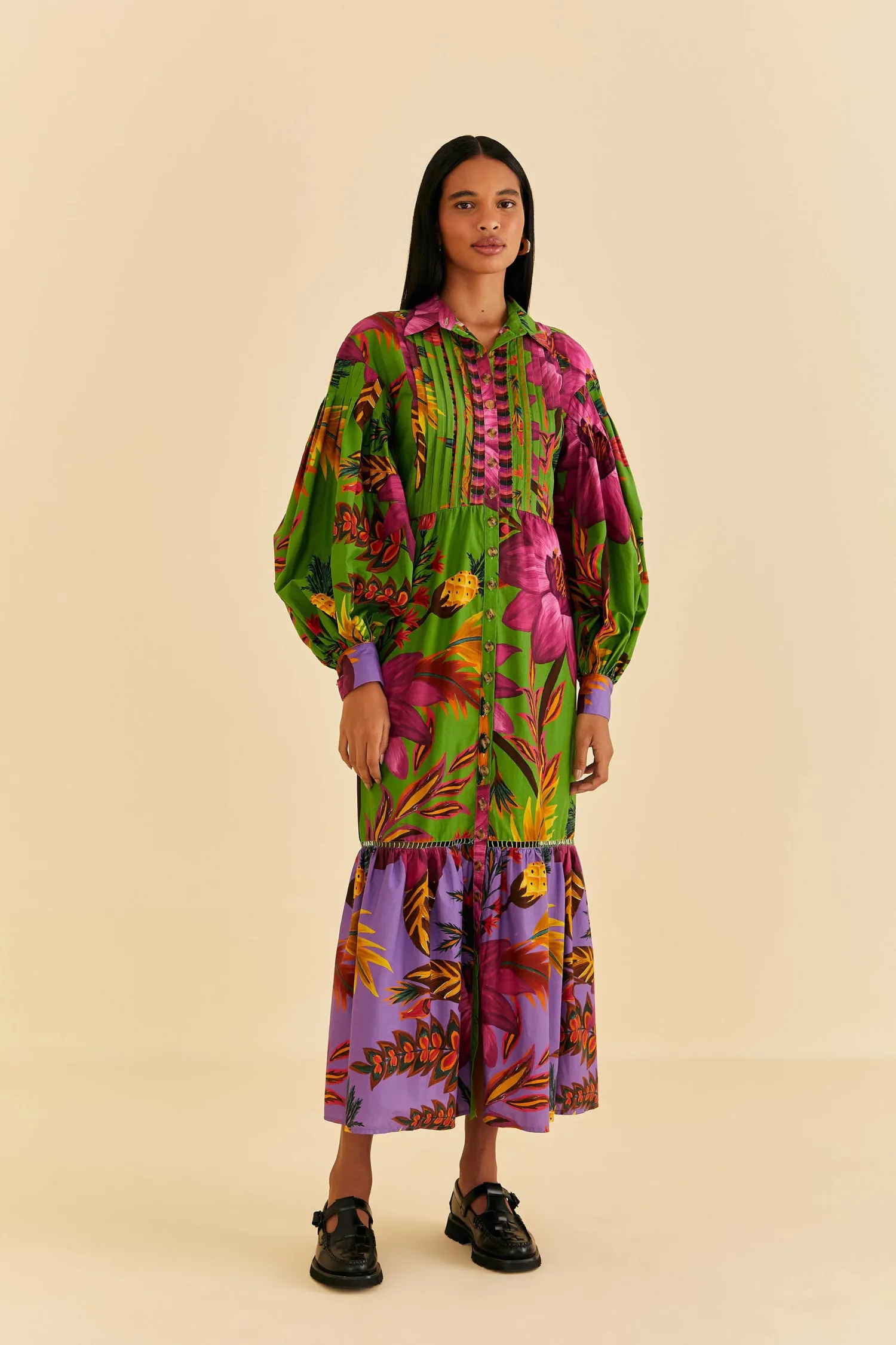 FARM Rio MAXI FLOWERS ORGANIC COTTON MAXI DRESS
