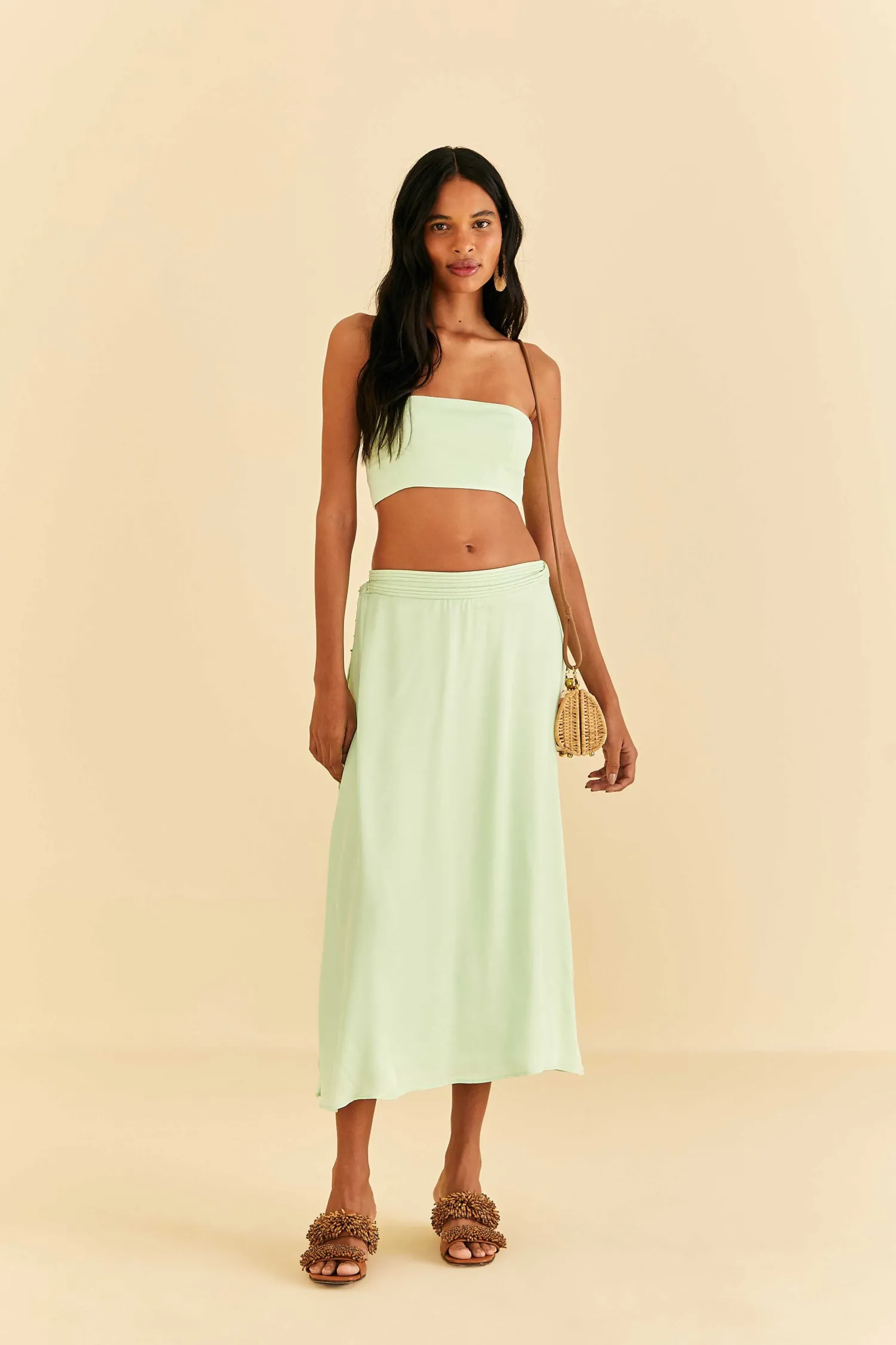 FARM Rio MINT SLEEVELESS CROP TOP