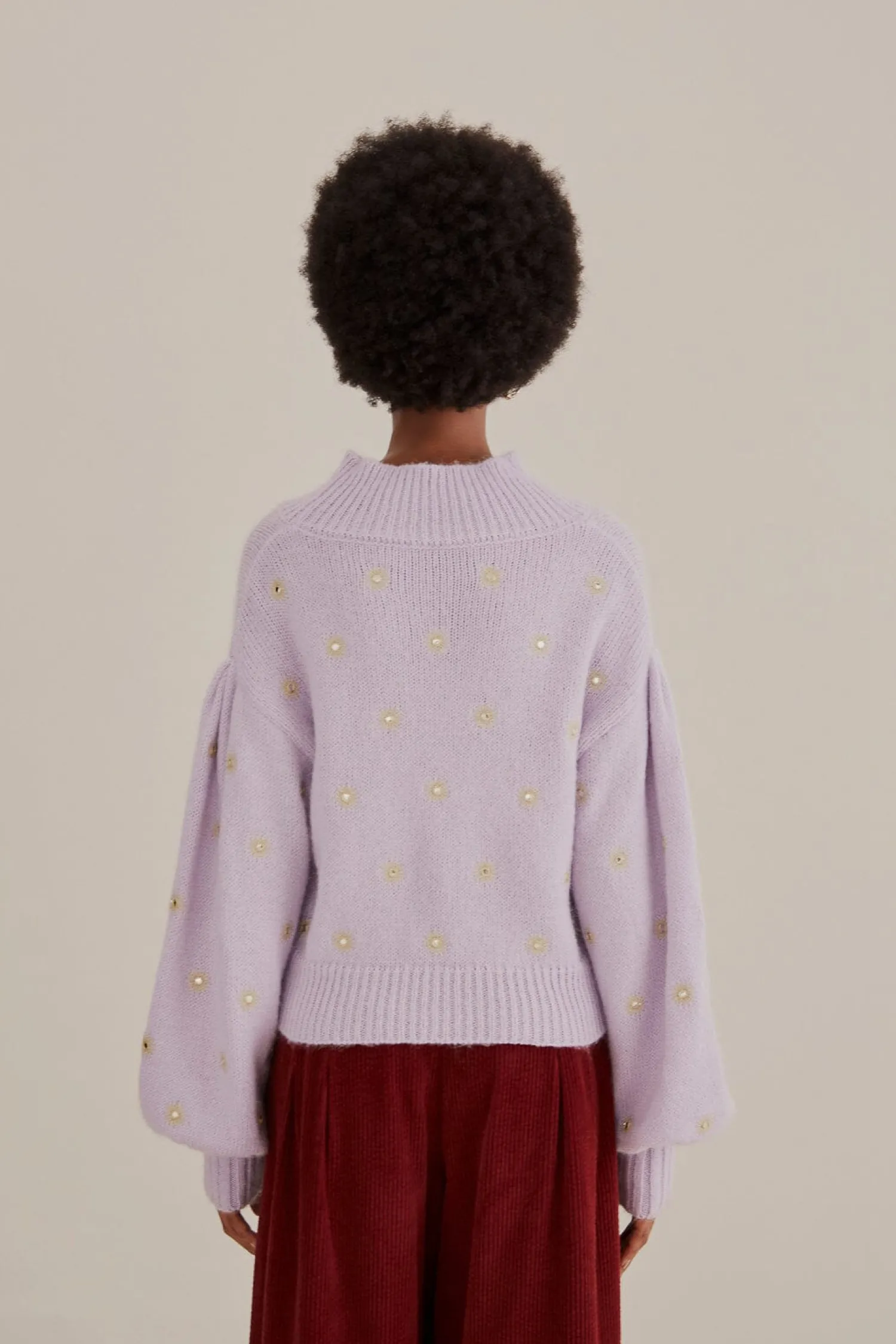 FARM Rio MIRROR EMBROIDERED KNIT SWEATER