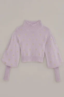 FARM Rio MIRROR EMBROIDERED KNIT SWEATER