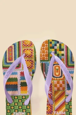 FARM Rio  MIXED CROCHET HAVAIANAS SANDALS