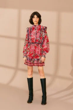 FARM Rio MIXED FLORAL RUFFLE MINI DRESS