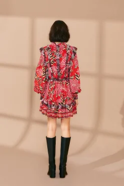 FARM Rio  MIXED FLORAL RUFFLE MINI DRESS
