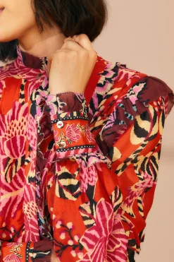 FARM Rio  MIXED FLORAL RUFFLE MINI DRESS