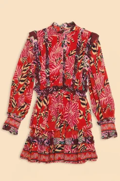 FARM Rio  MIXED FLORAL RUFFLE MINI DRESS