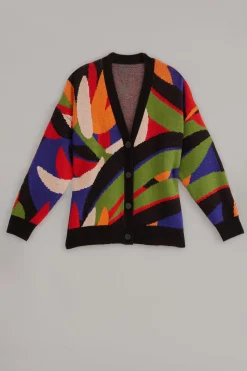 FARM Rio  MIXED FLOWERS BANANAS KNIT CARDIGAN