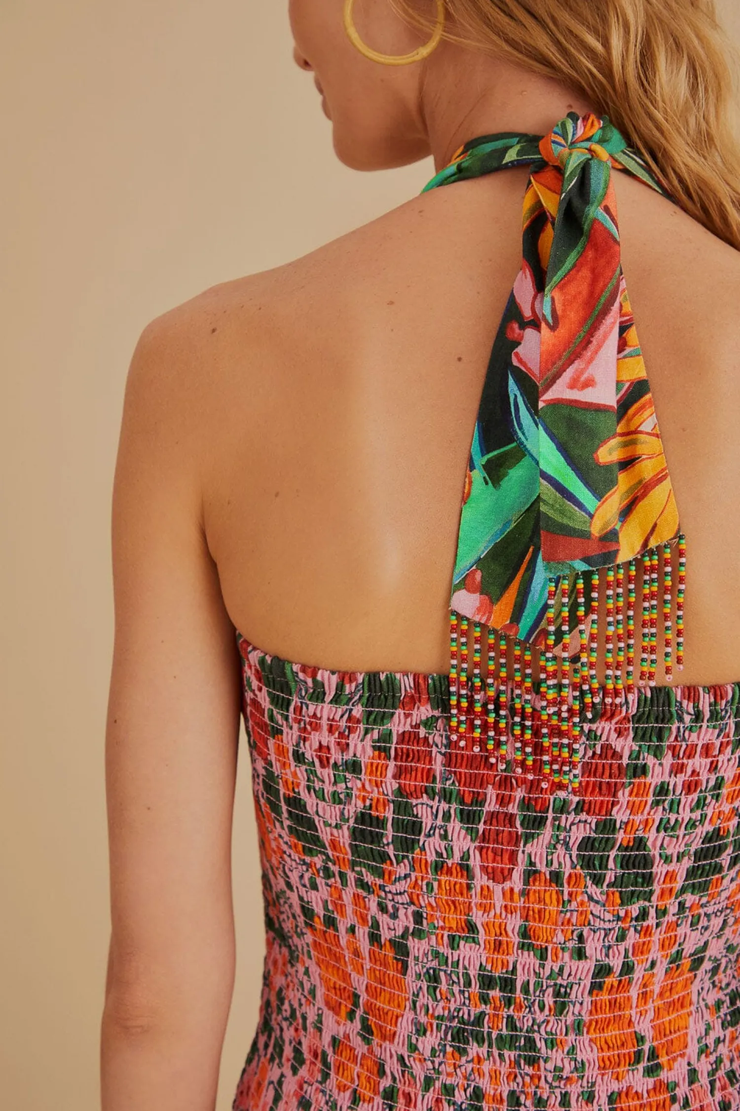 FARM Rio MIXED HEART IVY SCARF SLEEVELESS MIDI DRESS