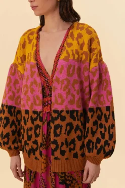 FARM Rio  MIXED LEOPARDS KNIT CARDIGAN