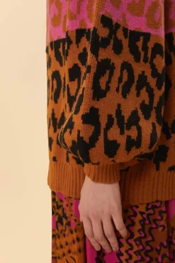FARM Rio MIXED LEOPARDS KNIT CARDIGAN
