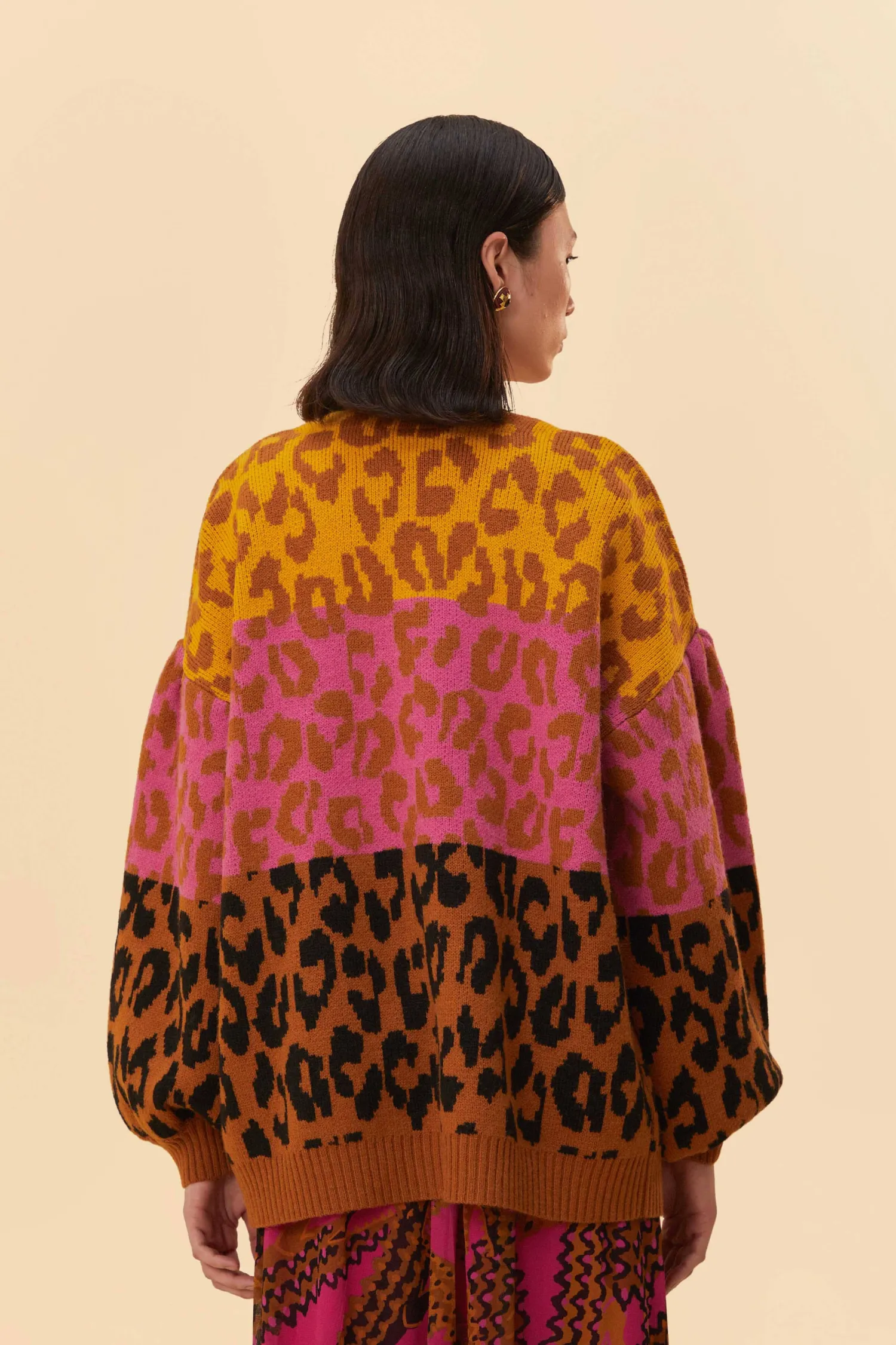 FARM Rio MIXED LEOPARDS KNIT CARDIGAN
