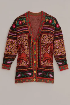 FARM Rio MIXED TAPESTRY PRINTS KNIT CARDIGAN