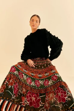 FARM Rio  MULTICOLOR AINIKA FLORAL GARDEN TIERED MAXI SKIRT