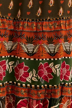 FARM Rio MULTICOLOR AINIKA FLORAL GARDEN TIERED MAXI SKIRT