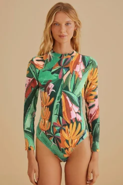FARM Rio  MULTICOLOR BANANA FOLIAGE ORGANIC COTTON BODYSUIT