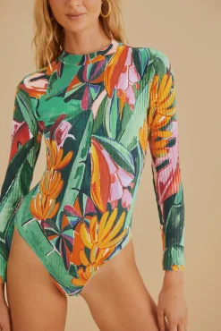FARM Rio  MULTICOLOR BANANA FOLIAGE ORGANIC COTTON BODYSUIT