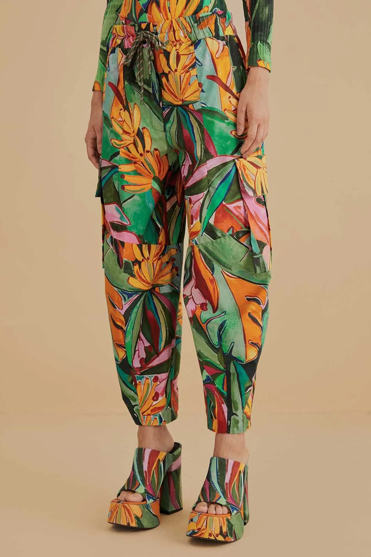 FARM Rio MULTICOLOR BANANA FOLIAGE PANTS