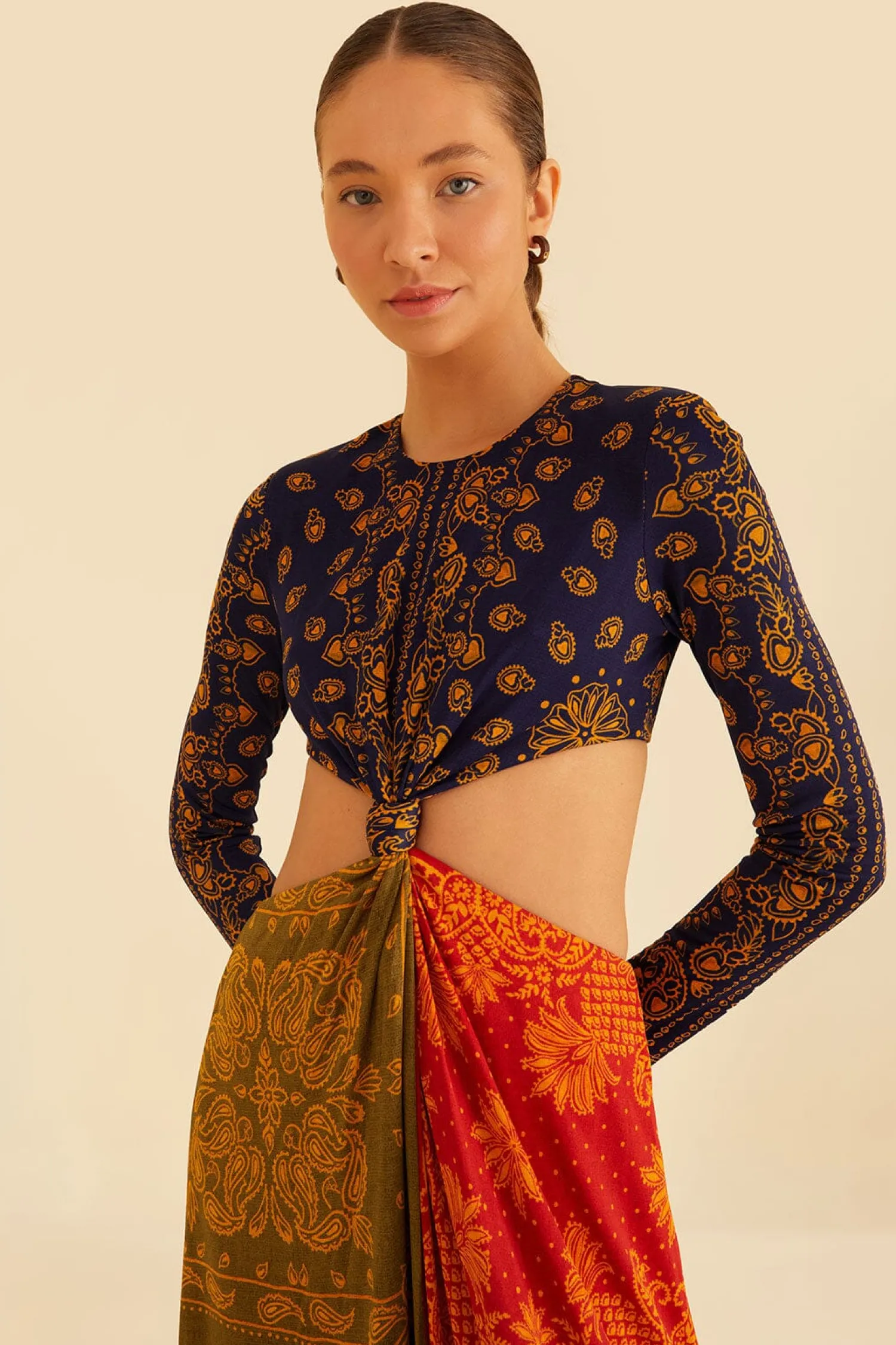 FARM Rio MULTICOLOR BANDANA DREAM CUT OUT MAXI DRESS