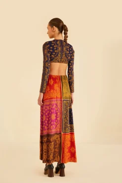 FARM Rio MULTICOLOR BANDANA DREAM CUT OUT MAXI DRESS